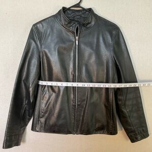 VINTAGE 90’s GAP Leather Cafe Racer Jacket-Women’s Small- BLACK A+++